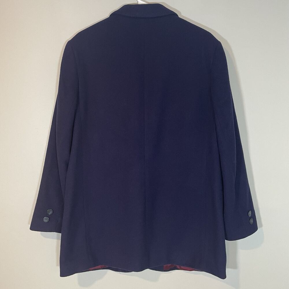 VTG Lands End Cashmere Wool Fleece Blazer Jacket Sz 14 Womens Blue One Button - Picture 8 of 8